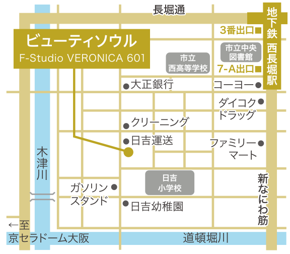 ビューティソウル堀江店 周辺地図